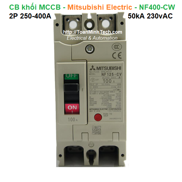 CB khối MCCB - Mitsubishi Electric - NF400-CW 2P 250-400A 50kA 230vAC